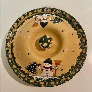 LTD Commodities Stoneware Winter Holiday Snowman Pie Keeper Dish With Lid